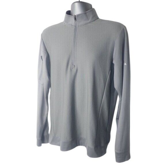 Adidas 1/4 Zip Textured‎ Performance Pullover Shirt Mens S Gray Athletic Golf - Picture 1 of 7